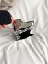 Mini Metallic Square Bag Chain Decor Flap Crossbody Bag