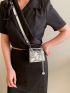 Mini Metallic Square Bag Chain Decor Flap Crossbody Bag