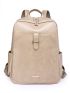 Beige Classic Backpack Metal Decor Fashion Backpack