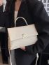 Litchi Embossed Flap Square Bag