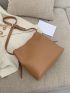 Letter Graphic Snap Button Bucket Bag