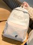 Letter Print Two Tone Functional Backpack