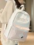 Letter Print Two Tone Functional Backpack