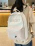 Letter Print Two Tone Functional Backpack