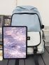 Men Letter Patch Decor Casual Daypack With Bag Charm