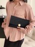 Crocodile Embossed Metal Decor Flap Envelope Bag
