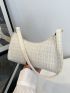 Plaid Pattern Baguette Bag Zipper Small