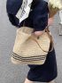 Striped Pattern Straw Bag
