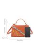 Letter Graphic Flap Square Bag