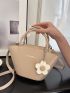 Letter Graphic Bucket Bag With Bag Charm