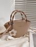 Letter Graphic Bucket Bag With Bag Charm