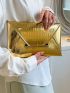 Metallic Crocodile Embossed Flap Square Bag