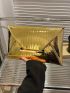 Metallic Crocodile Embossed Flap Square Bag