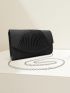 Glitter Pleated Detail Flap Square Bag
