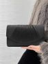 Glitter Pleated Detail Flap Square Bag