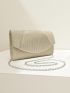 Glitter Pleated Detail Flap Square Bag