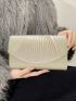Glitter Pleated Detail Flap Square Bag
