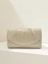 Glitter Pleated Detail Flap Square Bag