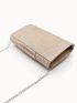 Glitter Pleated Detail Flap Square Bag