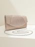Glitter Pleated Detail Flap Square Bag