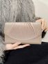 Glitter Pleated Detail Flap Square Bag