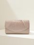 Glitter Pleated Detail Flap Square Bag