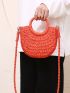 Woven Straw Crossbody Bag Mini Summer Beach Single Shoulder Strap Bag for Beach