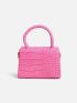 Mini Crocodile Embossed Flap Square Bag