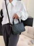 Mini Crocodile Embossed Satchel Double Handle Square Bag