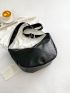Letter Patch Decor Shoulder Bag Vintage Hobo Bag
