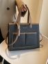 Contrast Binding Square Bag Double Handle Stitch Detail