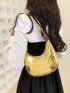 Metallic Crocodile Embossed Hobo Bag