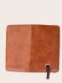 Brown Slim Minimalist Passport Case With Letter Graphic