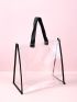 Clear Contrast Binding Shoulder Tote Bag