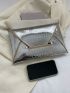 Metallic Crocodile Embossed Contrast Binding Envelope Bag
