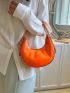 Mini Neon Orange Snakeskin Embossed Hobo Bag