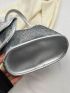 Silver Square Bag Sequins Decor With Coin Purse For Party