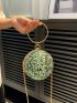 Mini Rhinestone Decor Top Ring Chain Circle Bag