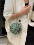 Mini Rhinestone Decor Top Ring Chain Circle Bag