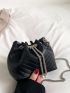 Mini Stitch Detail Faux Pearl Decor Bucket Bag