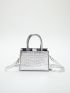 Mini Square Bag Crocodile Embossed Metallic PU Funky