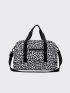Leopard Pattern Letter Patch Decor Duffel Bag