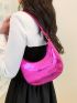 Neon Pink Crocodile Embossed Hobo Bag