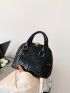 Mini Crocodile Embossed Black Elegant Dome Bag for Women
