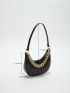 Small Hobo Bag Crocodile Embossed Chain Decor Top Handle
