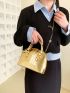 Mini Metallic Crocodile Embossed Dome Bag