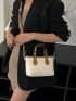 Letter Graphic Contrast Binding Square Bag
