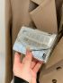 Metallic Crocodile Embossed Flap Small Wallet