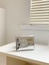 Metallic Crocodile Embossed Flap Small Wallet