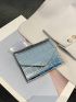 Metallic Crocodile Embossed Flap Small Wallet